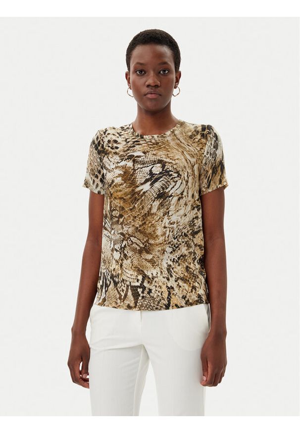 Marciano Guess Bluzka Blusa tatjana ss printed Brązowy Comfort Fit. Kolor: brązowy. Materiał: jedwab