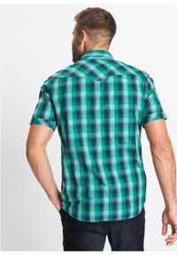Koszula z krótkim rękawem i naszywanymi kieszeniami bonprix ciemnoniebiesko-zielony morski w kratę. Kolor: niebieski. Długość rękawa: krótki rękaw. Długość: krótkie #2
