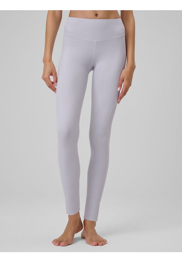 4f - 4F Legginsy do jogi szybkoschnące damskie - fioletowe XS. Stan: podwyższony. Kolor: fioletowy. Materiał: włókno. Długość: długie. Sport: joga i pilates