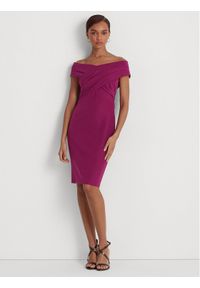 Lauren Ralph Lauren Sukienka koktajlowa 253855241012 Fioletowy Slim Fit. Kolor: fioletowy. Materiał: syntetyk. Styl: wizytowy