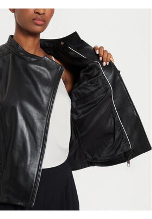 BOSS - Boss Kurtka skórzana 50520779 Czarny Regular Fit. Kolor: czarny. Materiał: skóra