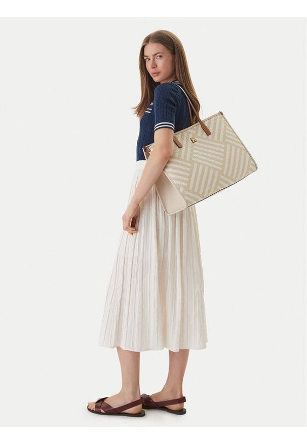 TOMMY HILFIGER - Tommy Hilfiger Torebka Th City Tote AW0AW18394 Beżowy. Kolor: beżowy. Materiał: skórzane