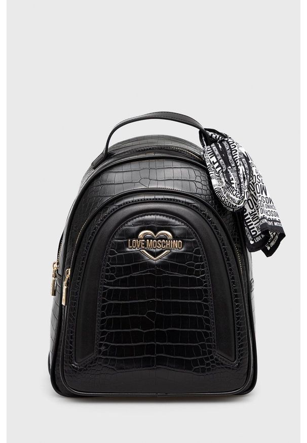 Love Moschino plecak damski kolor czarny mały gładki. Kolor: czarny. Wzór: gładki