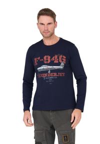 Aeronautica Militare - AERONAUTICA MILITARE Granatowy męski bawełniany longsleeve F-84G Thunderjet, Rozmiar XXL. Kolor: niebieski. Materiał: bawełna. Długość rękawa: długi rękaw #3