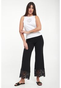 Twinset Milano - Top damski prążkowany z haftem TWINSET. Materiał: prążkowany. Wzór: haft #3