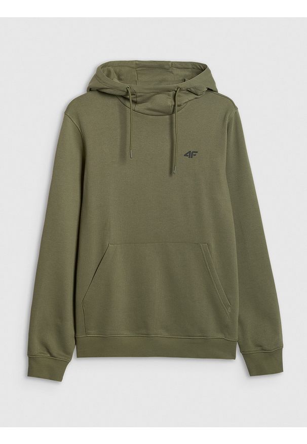 4f - 4F Bluza dresowa nierozpinana z kapturem męska - khaki XL. Okazja: na co dzień. Typ kołnierza: kaptur. Kolor: oliwkowy, wielokolorowy, brązowy. Materiał: dresówka. Styl: casual