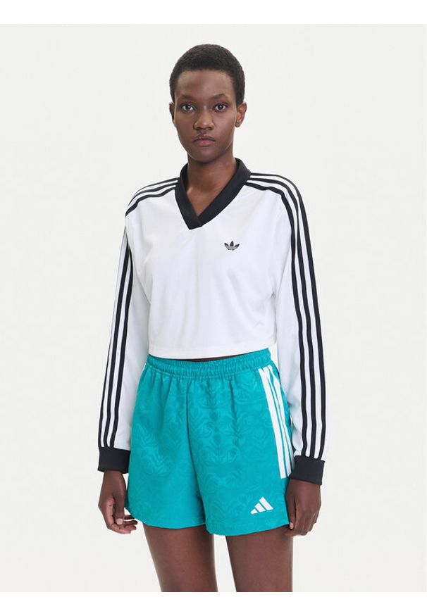 Adidas - adidas Bluzka adicolor Football Jacquard JV9740 Biały Loose Fit. Kolor: biały. Materiał: syntetyk