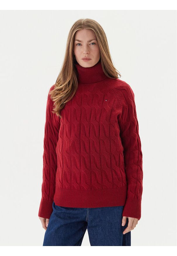 TOMMY HILFIGER - Tommy Hilfiger Golf WW0WW46791 Czerwony Regular Fit. Typ kołnierza: golf. Kolor: czerwony. Materiał: wełna