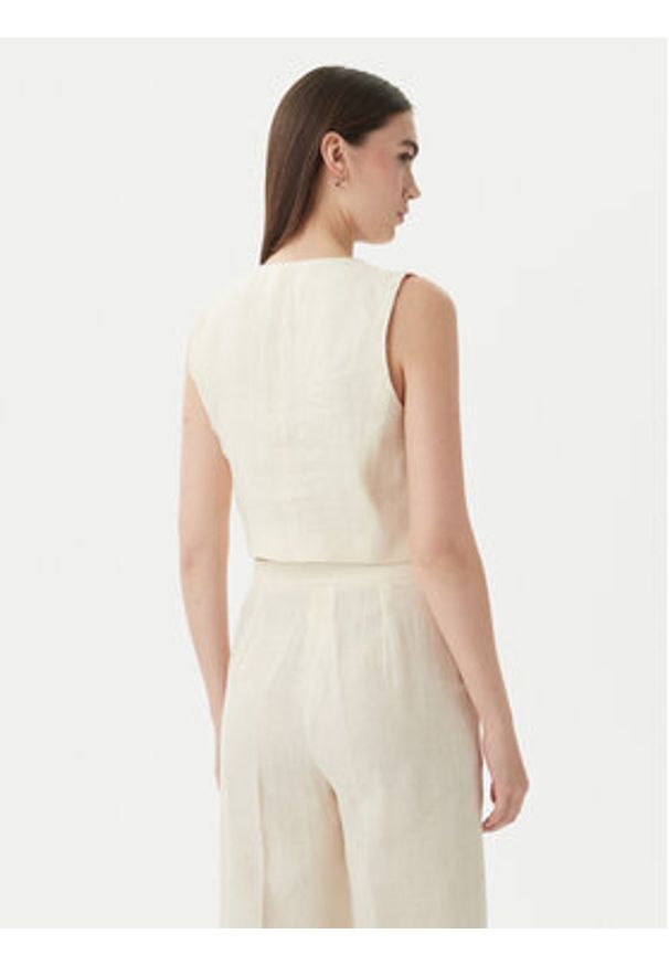 Marella Kamizelka garniturowa Veranda 2615151032 Écru Regular Fit. Kolor: kremowy. Materiał: len