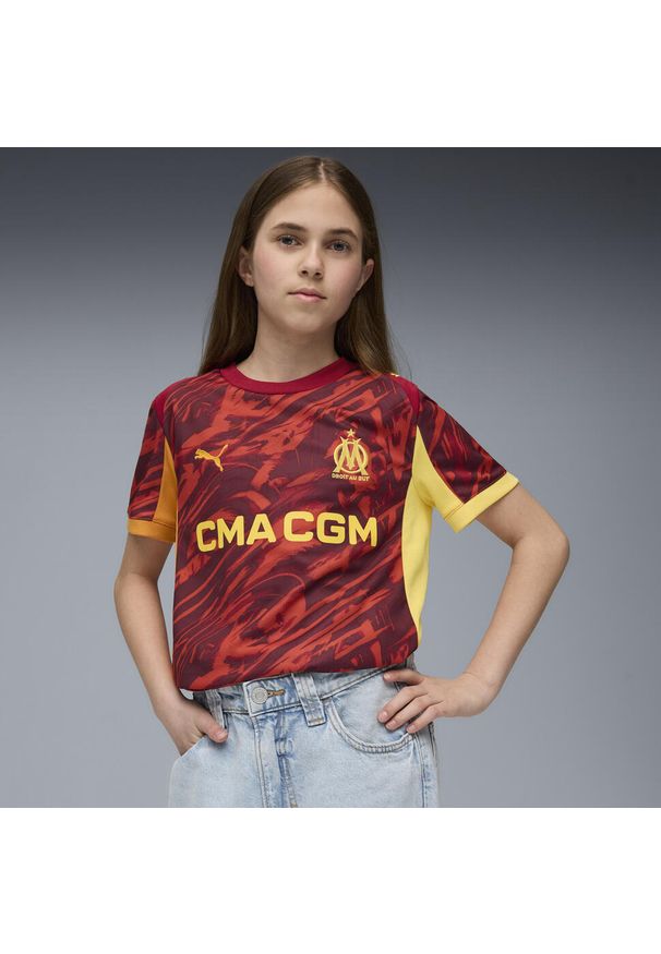 Puma - Młodzieżowe szorty bramkarskie Olympique Marsylia 25/26 PUMA. Kolor: czerwony, pomarańczowy, wielokolorowy, żółty. Materiał: tkanina. Sport: piłka nożna