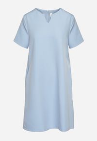 Born2be - Niebieska Sukienka Trapezowa Mini z Kieszeniami Hreona. Kolor: niebieski. Typ sukienki: trapezowe. Długość: mini #5