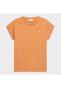 outhorn - T-shirt z nadrukiem damski - pomarańczowy. Okazja: na co dzień. Kolor: pomarańczowy. Materiał: jersey, bawełna. Wzór: nadruk. Styl: casual, klasyczny #3