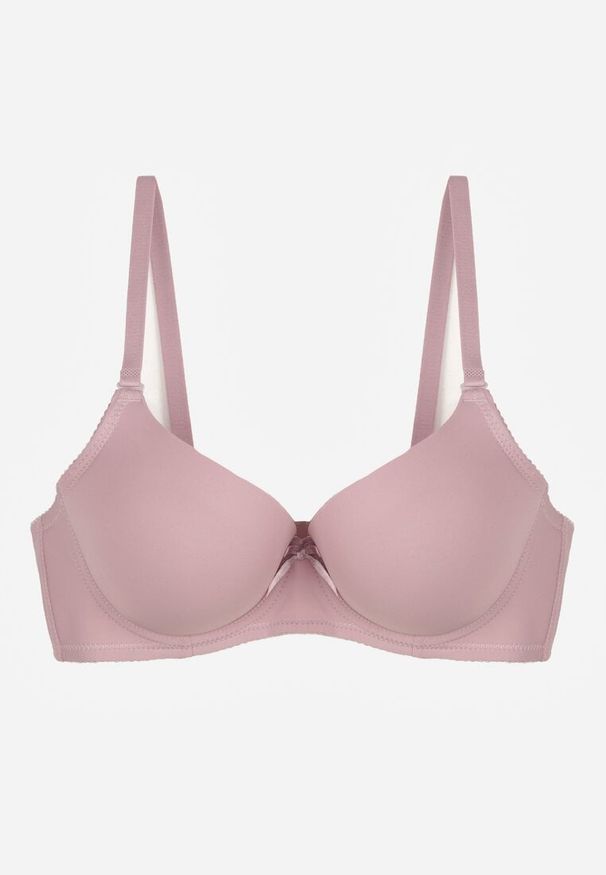 Born2be - Fioletowy Klasyczny Biustonosz o Gładkim Wykończeniu Lamisa. Kolor: fioletowy. Wzór: gładki