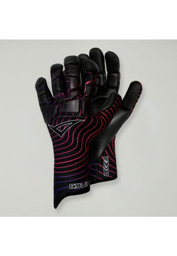LEGEA - Rękawice bramkarskie EDWIN czarne fuksja. Kolor: różowy, wielokolorowy, czarny. Materiał: guma. Sezon: jesień