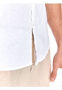 TOP SECRET - Koszula długi rękaw męska shaped fit. Kolor: biały. Materiał: materiał, len. Długość rękawa: długi rękaw. Długość: długie. Styl: elegancki #5