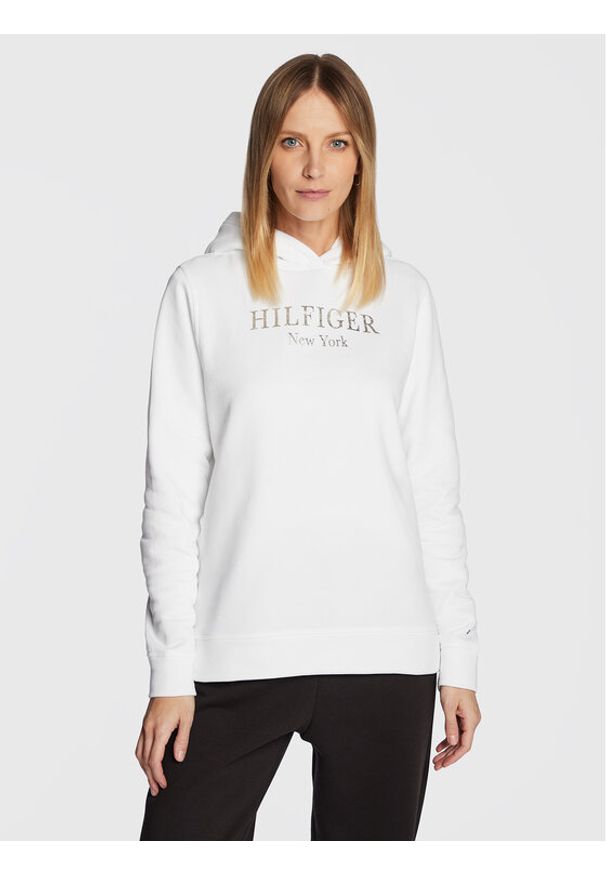 TOMMY HILFIGER - Tommy Hilfiger Bluza Foil WW0WW37181 Biały Regular Fit. Kolor: biały. Materiał: bawełna