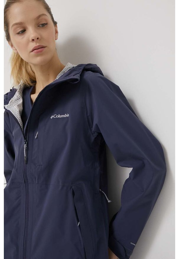 columbia - Columbia kurtka outdoorowa Omni-Tech Ampli-Dry kolor granatowy przejściowa. Kolor: niebieski. Materiał: materiał. Długość: długie