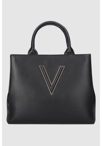 Valentino by Mario Valentino - VALENTINO Czarna torebka Coney Shopping. Kolor: czarny. Wzór: paski. Styl: klasyczny