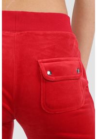 Juicy Couture - JUICY COUTURE Czerwone damskie spodnie welurowe Del Ray Pocket Pant, Rozmiar M. Kolor: czerwony. Materiał: welur #2