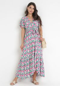 Born2be - Różowa Sukienka Maxi z Wiskozy i Wiązanym Paskiem Ambrinta. Typ kołnierza: dekolt kopertowy. Kolor: różowy. Materiał: wiskoza. Typ sukienki: kopertowe. Długość: maxi #2