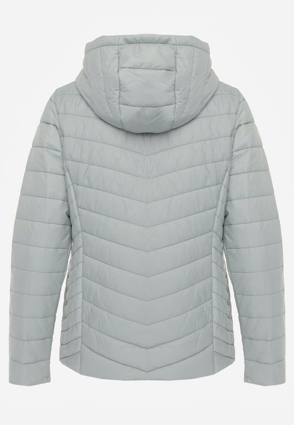 Renee - Jasnozielona Kurtka Przejściowa z Pikowaniem i Odpinanym Kapturem Edielitia. Okazja: na co dzień. Typ kołnierza: kaptur. Kolor: zielony. Materiał: jeans, nylon. Styl: casual