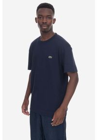 Lacoste t-shirt bawełniany kolor granatowy gładki TH1708.166-166. Kolor: niebieski. Materiał: bawełna. Wzór: gładki. Styl: klasyczny #1