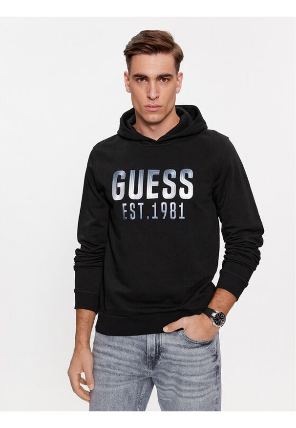 Guess Bluza M4RQ36 KBK32 Czarny Regular Fit. Kolor: czarny. Materiał: syntetyk, bawełna