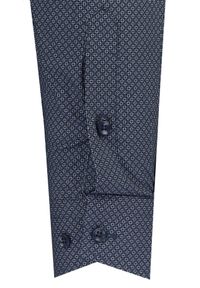 Taliowana Koszula Męska - Victorio - Drobny Wzór, Granat. Kolor: niebieski. Materiał: elastan, bawełna. Styl: elegancki #6