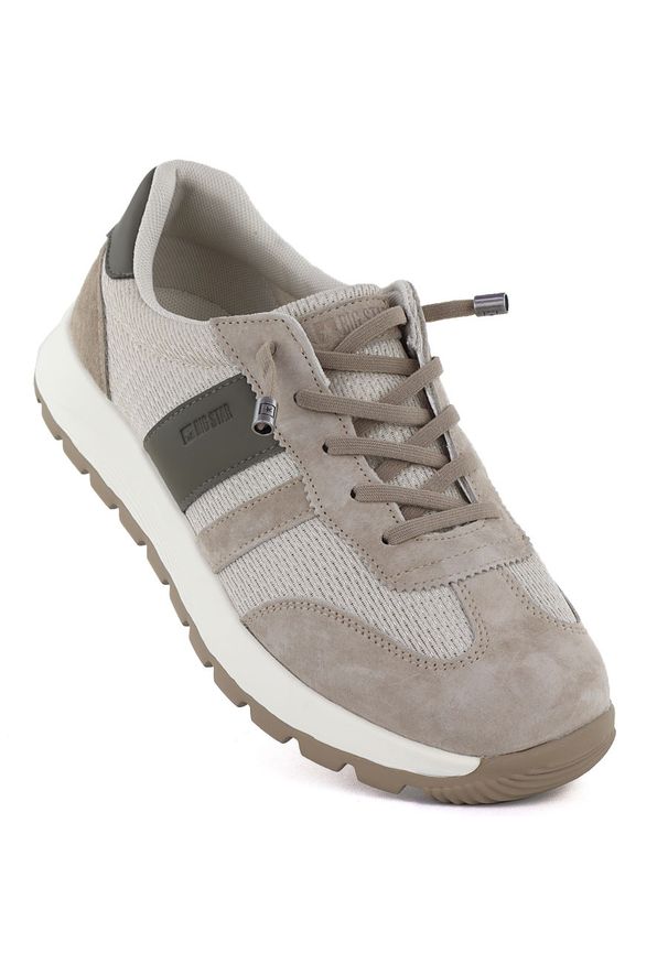 Big-Star - Skórzane półbuty sportowe męskie beżowe Big Star TT174052. Kolor: beżowy. Materiał: tkanina. Sezon: lato