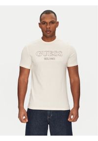 Guess T-Shirt M5GI07 I3Z14 Écru Slim Fit. Materiał: bawełna