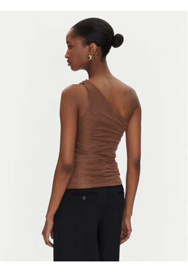 Pinko - PINKO Top 105048 A2F1 Brązowy Slim Fit. Kolor: brązowy. Materiał: syntetyk