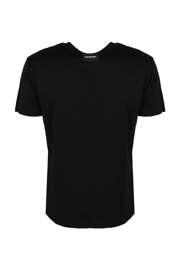 Les Hommes T-shirt | LF224100-0700-900 | Round Neck | Mężczyzna | Czarny. Okazja: na co dzień. Kolor: czarny. Materiał: bawełna. Wzór: aplikacja. Styl: casual