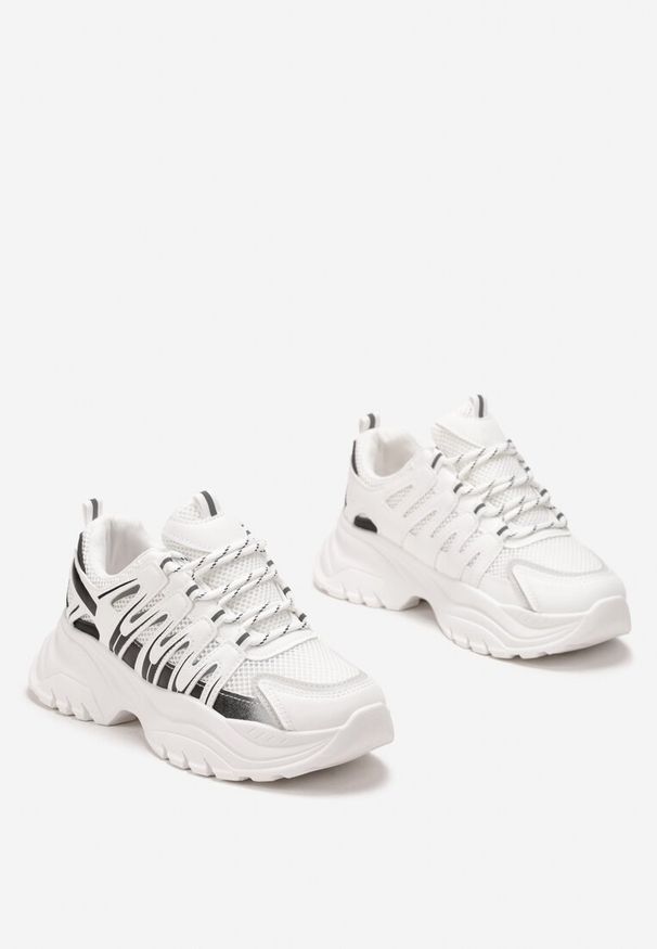 Born2be - Białe Sneakersy na Grubej Podeszwie Pocalla. Okazja: na co dzień. Kolor: biały