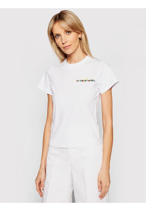 Victoria Victoria Beckham T-Shirt Organic Single 2221JTS002507A Biały Regular Fit. Kolor: biały