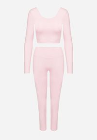 Born2be - Różowy Komplet Sportowy Legginsy i Bluzka z Odkrytymi Plecami Dasalla. Kolor: różowy #7