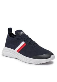 TOMMY HILFIGER - Tommy Hilfiger Sneakersy Modern Runner Knit Stripes Ess FM0FM04798 Granatowy. Kolor: niebieski. Materiał: materiał