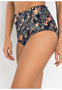 bonprix - Figi z wysoką talią (4 pary). Kolor: czarny. Wzór: gładki, nadruk, kwiaty #1