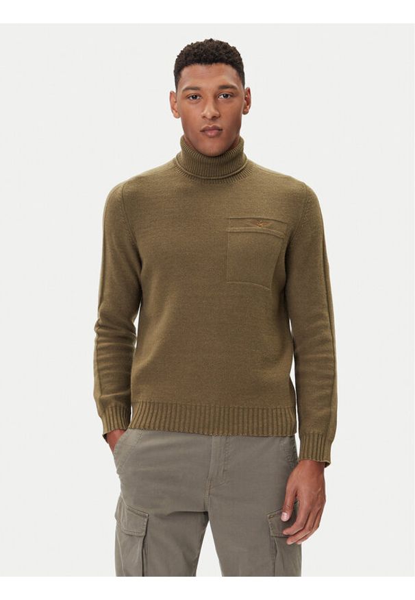 Aeronautica Militare Golf 252MA1587UL00904 Zielony Regular Fit. Typ kołnierza: golf. Kolor: zielony. Materiał: bawełna