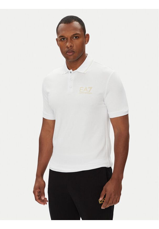 EA7 Emporio Armani Polo 7M000300 AF13739 U0002 Biały Slim Fit. Typ kołnierza: polo. Kolor: biały. Materiał: wiskoza