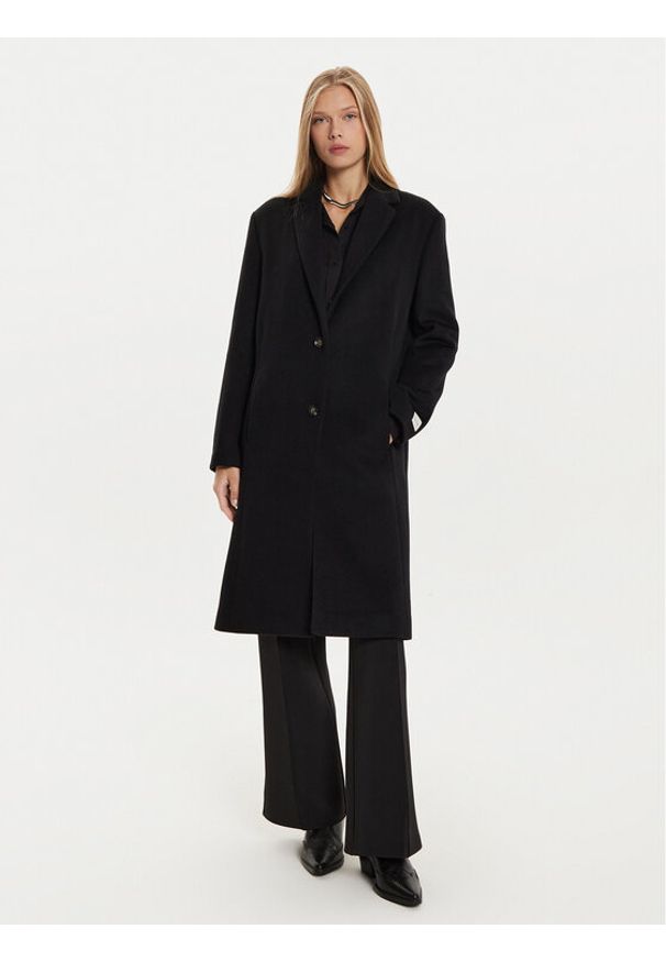 Calvin Klein Płaszcz wełniany K20K207701 Czarny Regular Fit. Kolor: czarny. Materiał: wełna, syntetyk