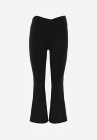 Renee - Czarne Kopertowe Legginsy Flare High Waist Azinore. Okazja: na co dzień. Stan: podwyższony. Kolor: czarny. Styl: casual #4