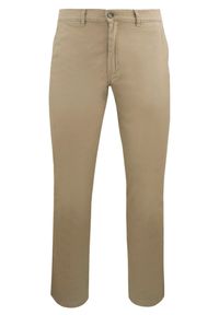Męskie, Bawełniane Spodnie Typu Chinos - Victorio - Jasny Camel. Kolor: brązowy, wielokolorowy, beżowy. Materiał: elastan, bawełna