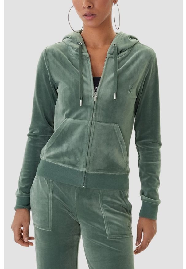 Juicy Couture - JUICY COUTURE Zielona bluza damska Gold Robertson Hoodie, Rozmiar XS. Kolor: zielony