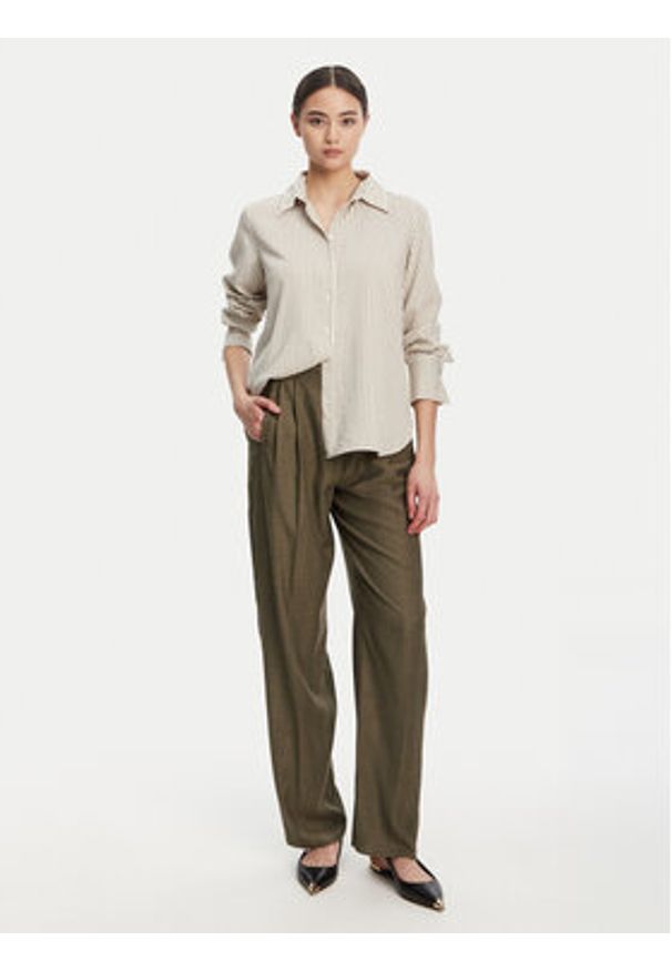 Marella Spodnie materiałowe Hull 2523136161 Khaki Loose Fit. Kolor: brązowy. Materiał: syntetyk
