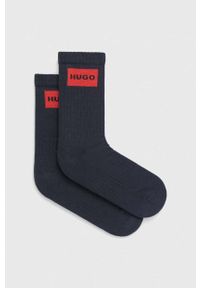 Hugo - HUGO skarpetki (2-pack) męskie kolor granatowy. Kolor: niebieski