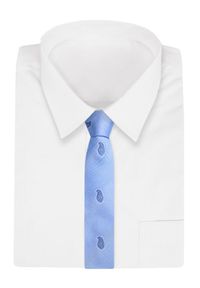 Błękitny Szeroki Krawat -Angelo di Monti- 7 cm, Męski, Niebieski, Wzór Paisley, Łezki. Kolor: niebieski. Wzór: paisley. Styl: elegancki, wizytowy #2