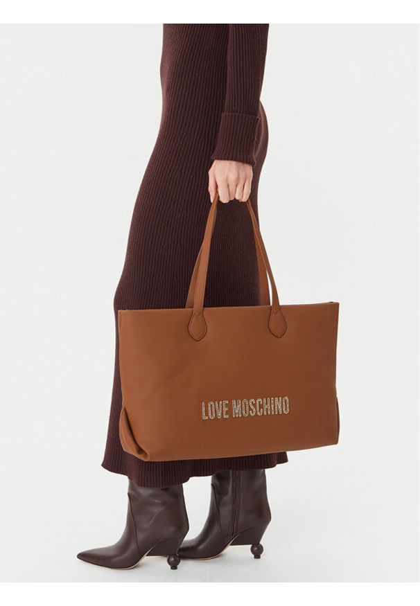 Love Moschino - LOVE MOSCHINO Torebka JC4395PP0NKD020A Brązowy. Kolor: brązowy. Materiał: skórzane