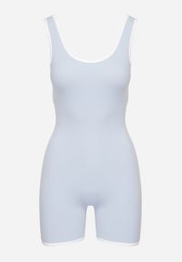 Born2be - Jasnoniebieski Kombinezon w Sportowym Stylu z Efektem Push Up i Ozdobną Lamówką Lunarella. Okazja: na co dzień. Kolor: niebieski. Materiał: jeans. Długość rękawa: na ramiączkach. Styl: sportowy #6