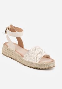 Born2be - Beżowe Sandały VICES na Koturnie Ozdobione Plecionką i Ażurowym Wzorem Bambolis. Okazja: na co dzień, do pracy. Zapięcie: sprzączka. Kolor: beżowy. Wzór: ażurowy, aplikacja. Sezon: lato. Obcas: na koturnie. Styl: casual, elegancki #9