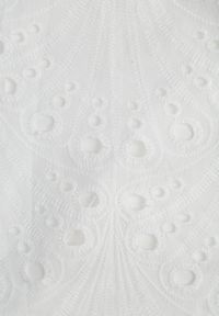 Renee - Biała Bawełniana Sukienka o Haftowanym Wykończeniu z Materiałowym Paskiem w Talii Dimla. Typ kołnierza: dekolt w kształcie V. Kolor: biały. Materiał: materiał, bawełna. Długość rękawa: krótki rękaw. Wzór: haft #8